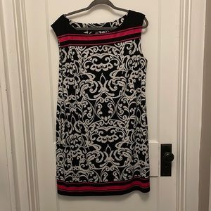 Jessica Howard MIDI dress. Black, white and pink stripe.